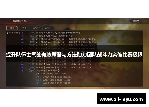 提升队伍士气的有效策略与方法助力团队战斗力突破比赛极限