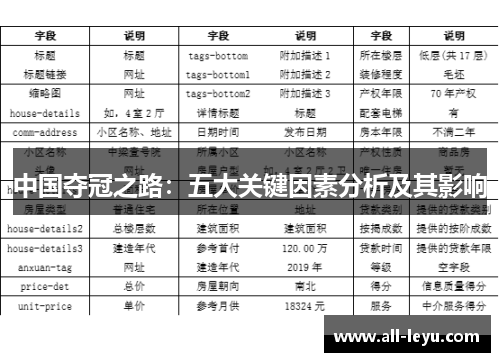 中国夺冠之路：五大关键因素分析及其影响