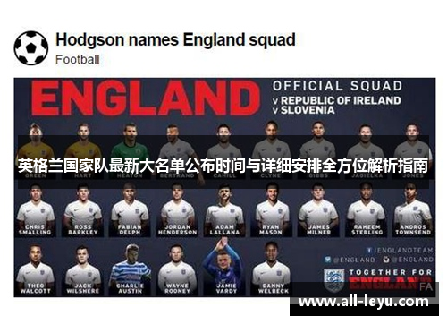 英格兰国家队最新大名单公布时间与详细安排全方位解析指南
